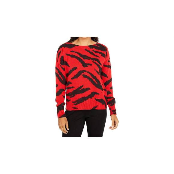 NEW ELLIOTT LAUREN well red boatneck sweater in red/black - Picture 1 of 2